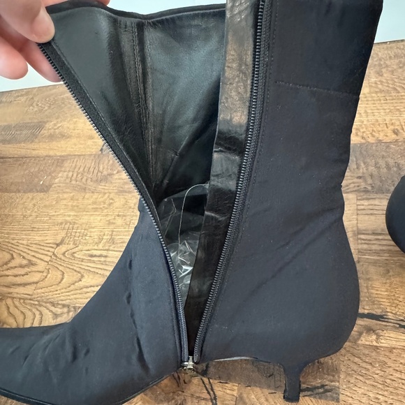 Prada Nylon Vintage Black Boots Ankle Booties Square Toe Women's Size 38 1/2 8 - Picture 7 of 11